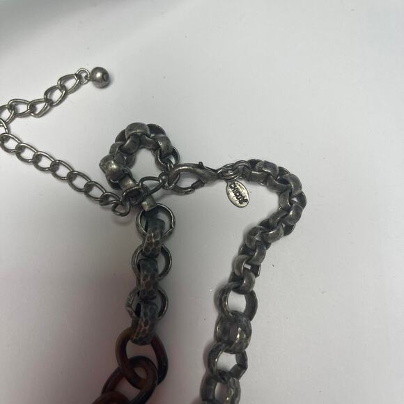 Chico's statement necklace mixed metals signed costume jewelry tortoise resin - Picture 14 of 16